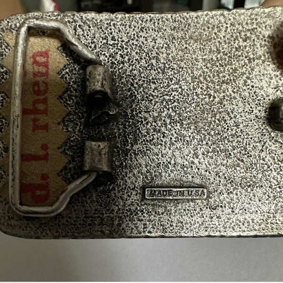 Vintage Leather Pewter D. L. Rhein Belt Buckle Made in USA - Picture 4 of 4